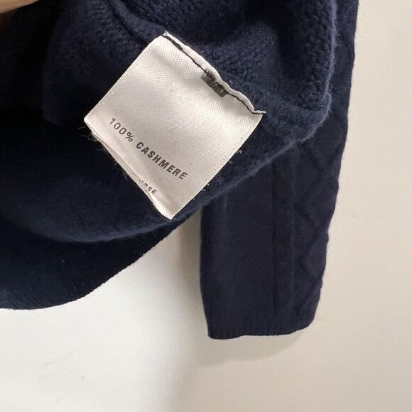 St John Sport Sweater Women’s S Cashmere Cable Knit Full Zip Navy Fisherman - Picture 4 of 7